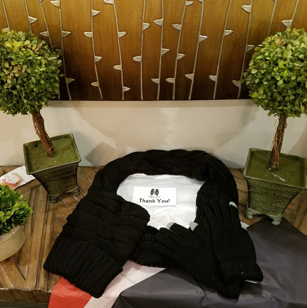 NWT Warm Knitted Scarf, Beanie Hat, and Glove Set